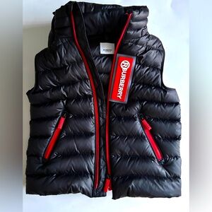 Burberry Boys Teen Black Logo Icon Hooded Puffer Gilet Jacket